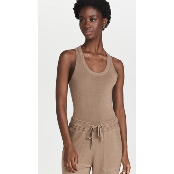 SPLENDID Talia Racerback Scoop Neck Sweater Tank in Toast - NWT - Size Large - Picture 5 of 7